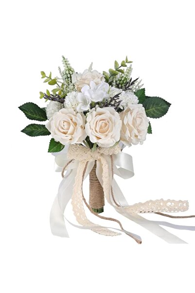 Generic GLIDLION Wedding Bouquets for Bride Bridesmaid,White Champagne Artifi...