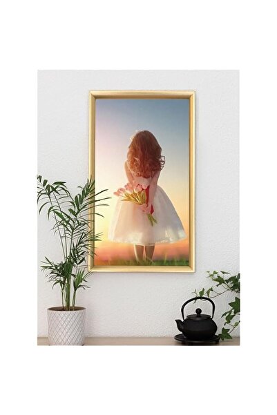 Generic Brand 'Girl Holding Flower In Back' Digitally Printed Wall Poster wit...