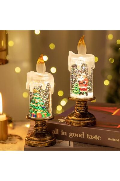 Generic ORCHID M® 2pcs Classic White Christmas Decorative Snow Globe Candle, ...