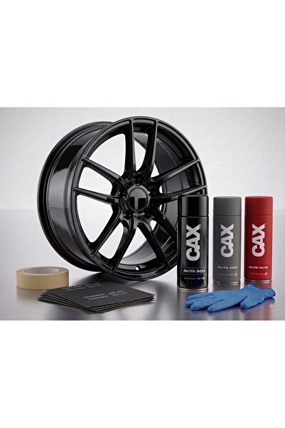 caxcolors PARLAK SİYAH Jant Sprey Boya Seti - Akrilik Boya + Astar + Vernik +...