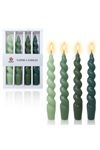 Generic Brand Handmade Spiral Taper Candles - Gradient Color Twisted Candlest...