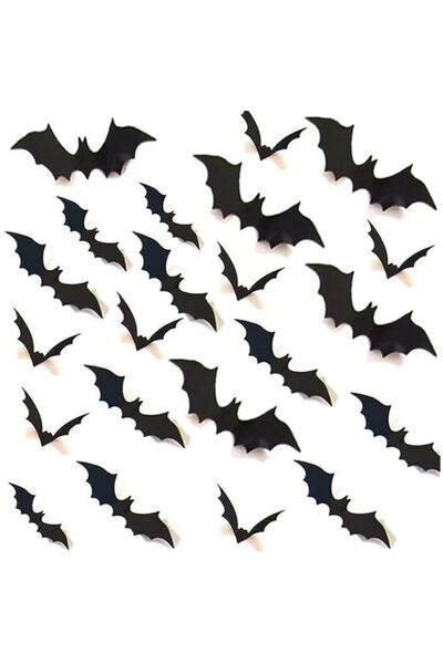 Generic HELVAK 120 PCS Halloween Bat Wall Decoration PVC 3D Black Horror Bat ...