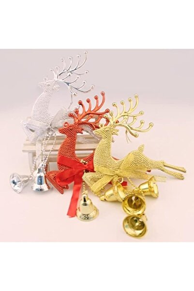 Generic Brand SWR Christmas Tree Hanging Decorations 3Pcs Glitter Elk Bell Ha...