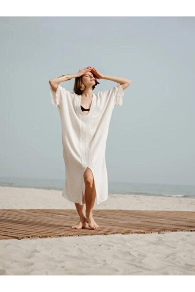 Turuncu Karma İkikız Women's Natural Cotton-Linen Kaftan Dress 3155-2Kz