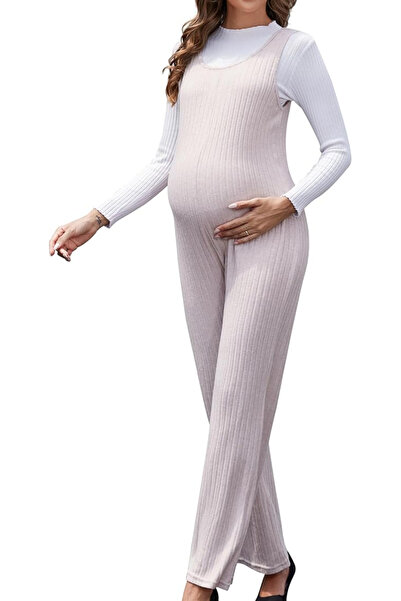OEM Brynmama Salopetă de maternitate fără mâneci, tricot reiat, cu picior lar...