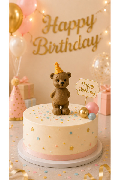 ÜÇ BOYUT ATÖLYE Teddy Bear Birthday Cake Decoration