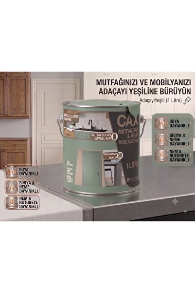 caxcolors CAX Mutfak Dolabı ve Panel Kapı Boyası 1 Lt - Isıya Neme Dayanıklı ...