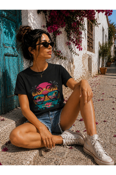 NUATEX Tricou cu imprimeu Tropical Sunset Glasses, cu croială normală