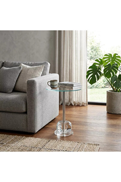 Al Hadaya Mall Acrylic and Glass Surface Side Table Modern Design-Silver and ...