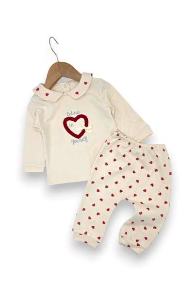 voyyo kids baby Baby Girl Heart Printed Baby Collar 3-6-9-12 Months Newborn 2...