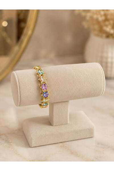 ANKA JEWELLRY Gold-Plated Flexible Women's Bracelet with Colorful Star Detail...