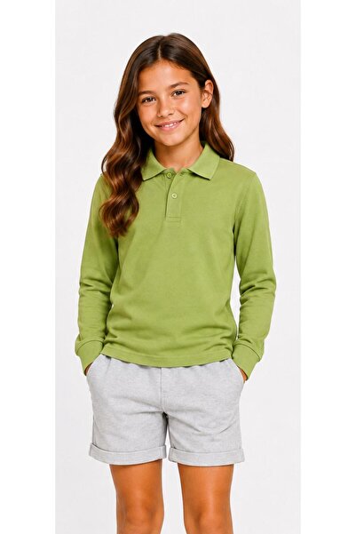 BAGİSTA BUTİK Unisex Cotton Plain Woven Polo Collar School T-Shirt