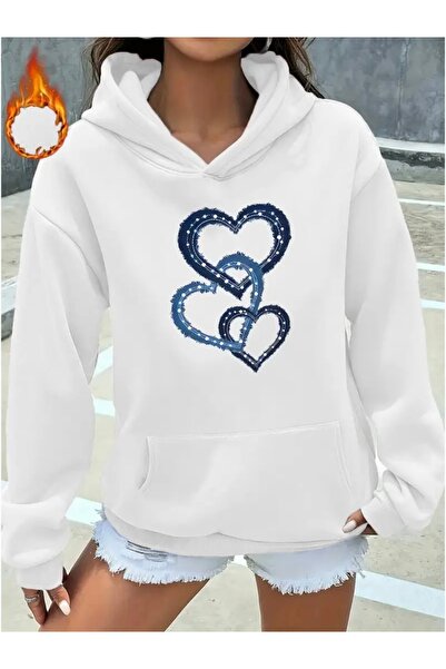 FUFLUNS United Hearts Printed Oversize Unisex Women'S/Men's Hooded Sweatshirt