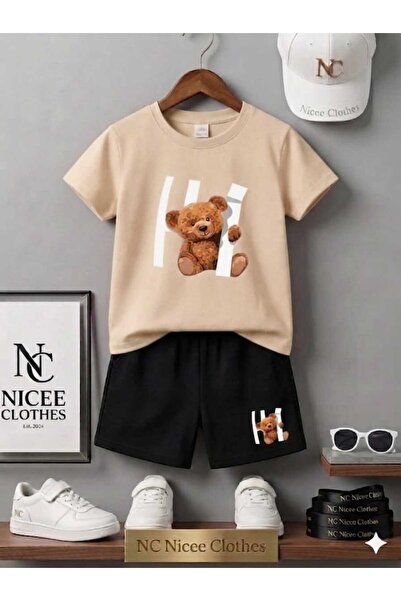 Leto Lykia Summer Children's T-Shirt Shorts Unisex (Hi Bear Printed)