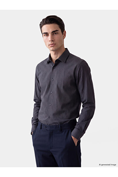 LC Waikiki I Standart Fit Checked Embroidered Gabardine Men's Shirt from Free...