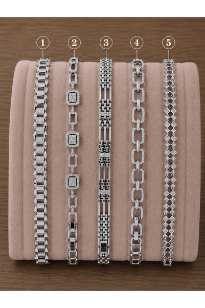 XUPİNGS JEWELRY Xuping Women's Silver Color Stone Bracelet – 5 Different Model Options – Stylish and Elegant Design – Price Is for One Piece