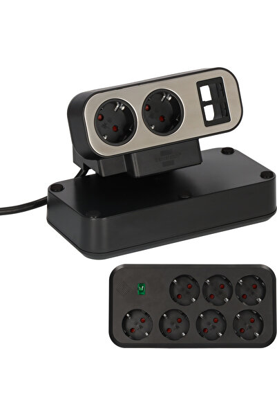 Brennenstuhl estilo Duplex Desktop Extension Cord, Surge Protection, 9 Outlet...