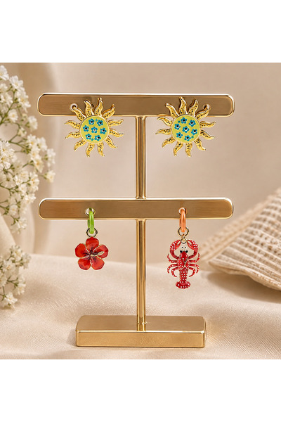 ANKA JEWELLRY Women's Colorful Sunflower Mineral Earrings – Gold Color Summer...