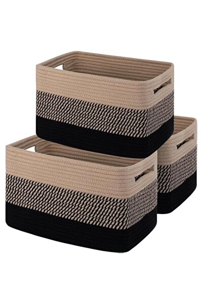 Generic XTECH 3 Pcs Woven Storage Basket, Woven Baskets for Storage, Cotton R...