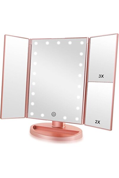 Generic Tri-Fold Lighted Makeup Mirror with 3X/2X/1X Magnification Mirrors, R...