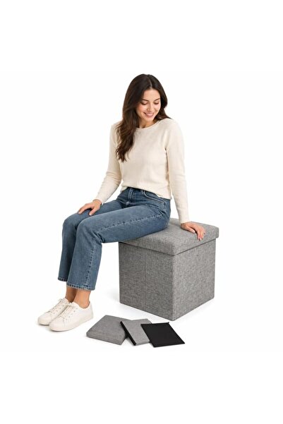 Generic SKY-TOUCH Ottoman Seat Storage Stool, Folding Storage Ottoman Cube, S...