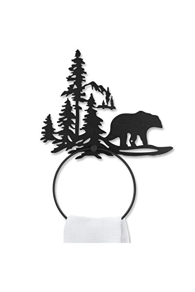 Generic Funrous Bear Towel Ring for Bathroom Matte Black Hand Towel Holder Ha...