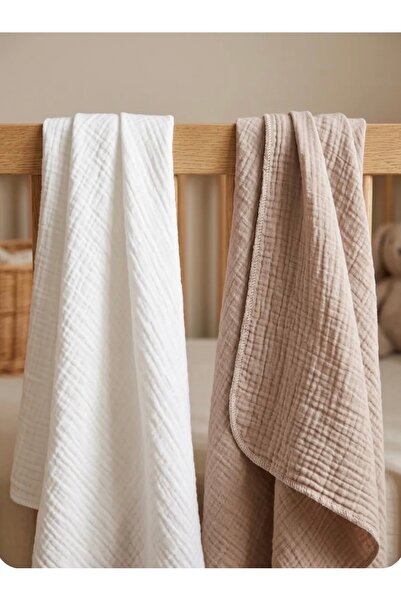 Manora Pack of 2 4-Layer Muslin Baby Blankets 100X100 cm - Baby Blanket & New...
