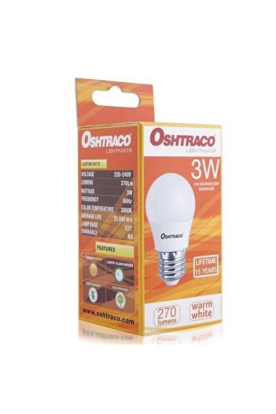 Generic Oshtraco 3 Watt E27 Warm White LED Bulb