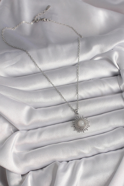 online kapsulavm avm alışveriş 316L Steel Silver Color Chain White Enamel Sun...