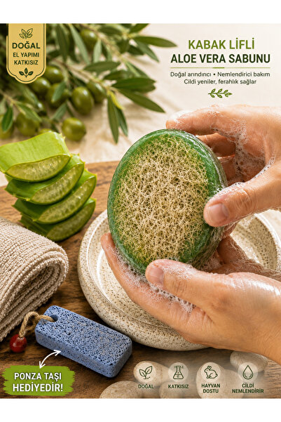 SABUNZADE Kabak Lifli Aloe Vera Sabunu + Hediye Ponza Taşı