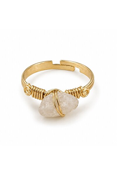 Ceyyiz Natural Stone Detailed Gold Color Adjustable Women's Ring