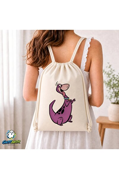 Ghostbastır Design Stone Age Dino Drawstring Linen Bag C326