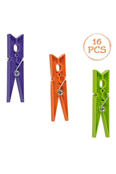 OEM 16 bucăți Cleme de rufe din plastic 8,4 cm Mov Portocaliu Verde lime