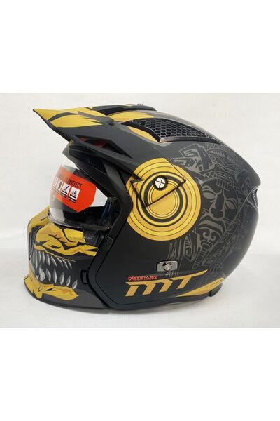 MT Streetfighter Sv Aztec B3 Mat Siyah Sarı Modüler
