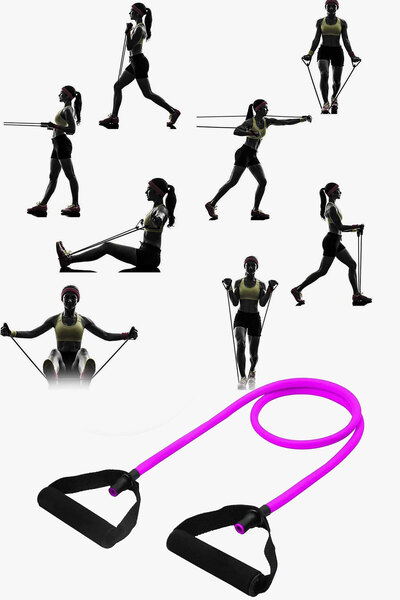 Spor Byfit Pilates Exercise Resistance Band with High Rigid Handle