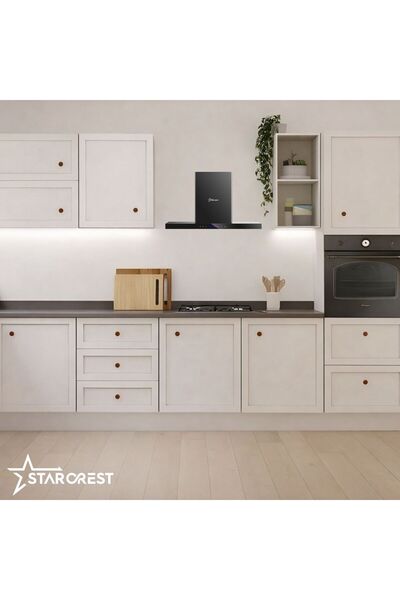 STARCREST Hota incorporabila decorativa SDH-6100BK, Putere de absorbtie 500 m3/h, Control touch, Iluminare LED, Clasa A+, 60cm, Negru + Sticla neagra