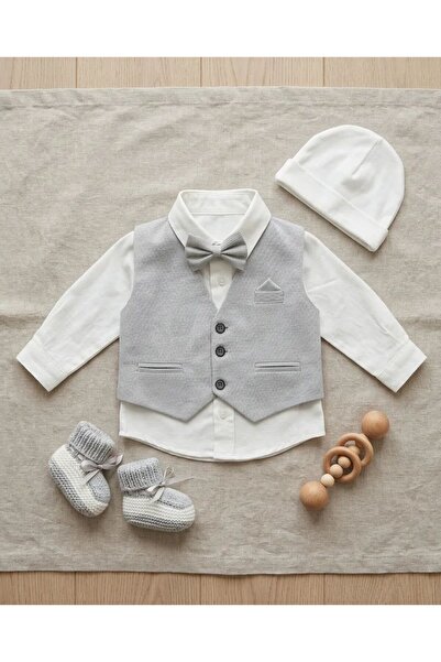 Pugi Baby Baby Boy Mevlüt&Special Day Set - Vest Set - Gray