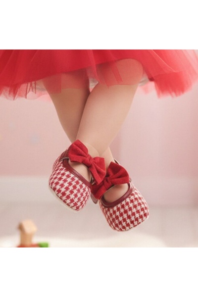 OEM Μποτάκια με φιόγκο για τα πρώτα βήματα, από ύφασμα και οικολογικό δέρμα, ...