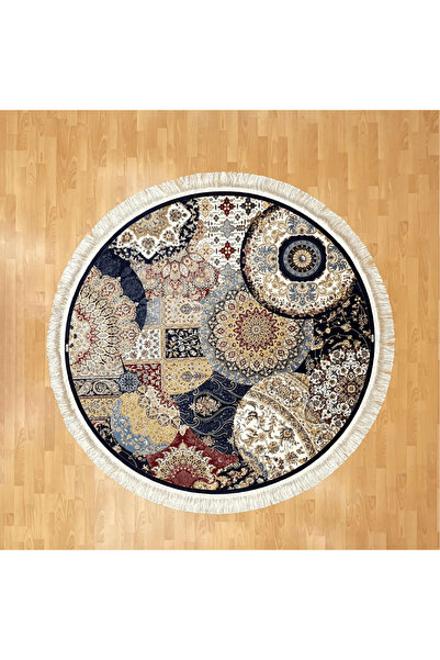 MEVLANA BAZAAR Mozaik Desenli 200 x 200 Yuvarlak İpek Halı