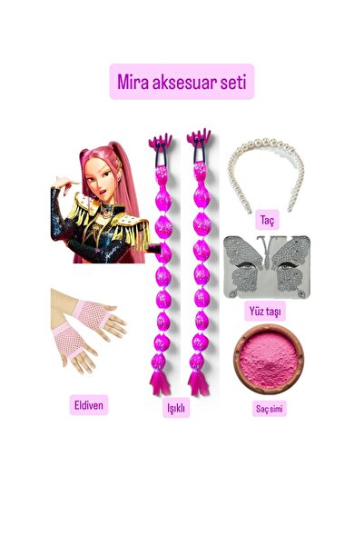 3b kids kpop mira aksesuar seti pembe ışıklı saç aksesuar seti