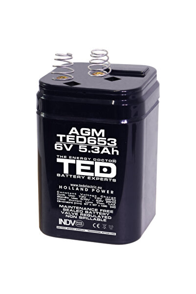 TED Electric Acumulator Stationar AGM VRLA Etans 6V 5.3A cu Arcuri, Dimensiun...