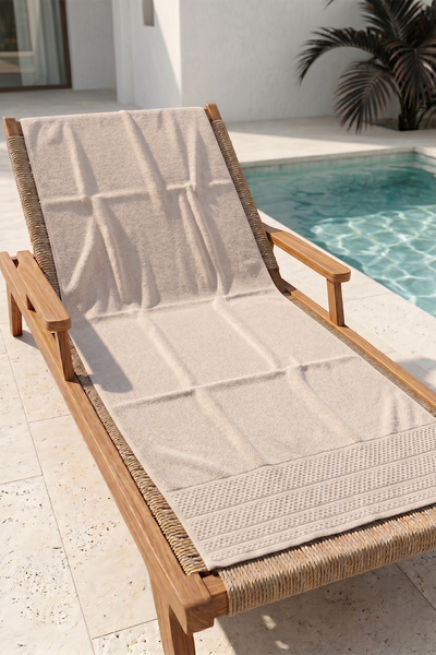 REMSA Памучна плажна кърпа за басейн и плаж 02 Светло бежова