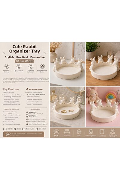 3DBoyuthane Decorative Organizer Plate with Cute Rabbit Figure 20 cm – 3D Pri...