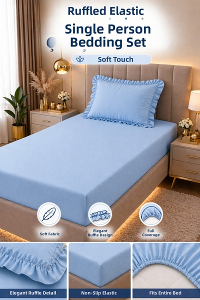 Madame Home Σετ Ελαστικών Σεντονιών Premium Μονόμεγεθος με Βολάν, Βάθος Γωνία...