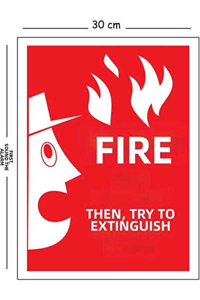 Mayeka Metal Fire "Alarm First, Then Try to Extinguish" 30X40 cm A3 Warning W...