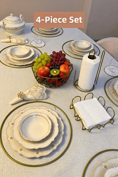 Edora Home Set of 4 Matte Gold Square Napkin Holders, Vertical Paper Towel Ho...