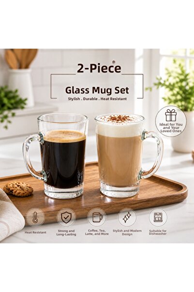 Glass Cup with Handle – Compatible with Coffee, Tea, Latte