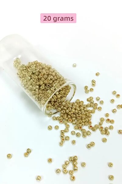 Mestore Beads of Cast Glass Sand (8/0) 3 mm - 20 Grams - Gold Color - Bnc144