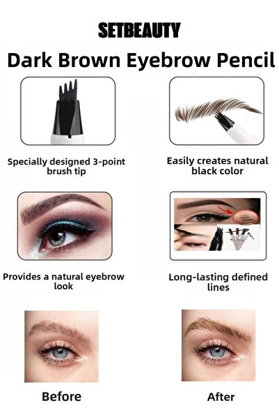 SETBEAUTY Eyebrow Filling Serrated Shaping Dark Brown Pencil