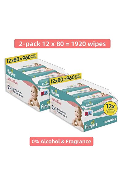 Prima Pampers Sensitive Wet Baby Wipes (3 Packs = 156 Wet Wipes) X8